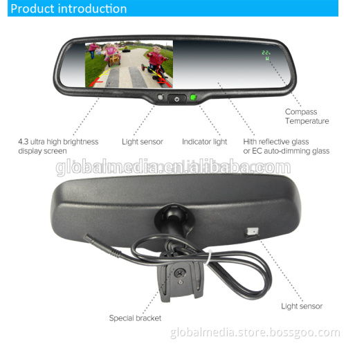 Car Reverse Mirror Monitor with 4.3 Inches LCD Screen Auto-dimming
